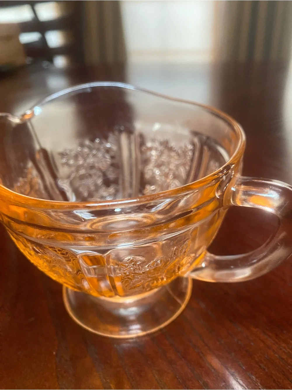 Federal Glass Company pink Sharon Rose Footed Creamer